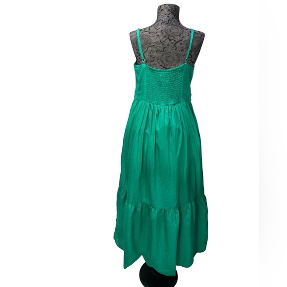 Kelly Green strappy ruffle maxi midi with smocking size M - Picture 4 of 11